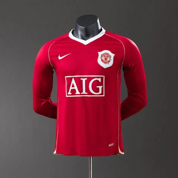 Camiseta de fútbol Manchester United 2006/07 LOCAL MANGA LARGA VERSION JUGADOR